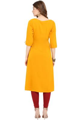Mustard printed crepe kurti 5