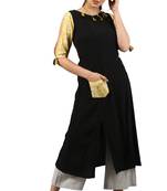 Janasya Black printed crepe kurti