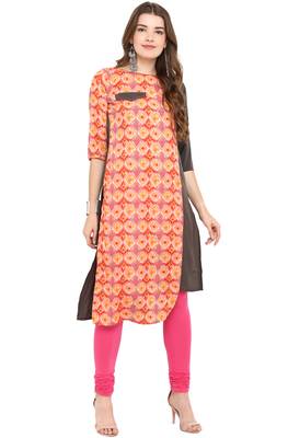 Janasya Multicolor printed crepe kurti 2