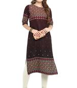 Janasya Brown printed crepe kurti