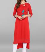 Janasya Red printed rayon kurti