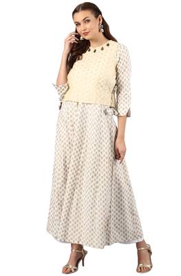 Janasya White printed cotton kurti 1
