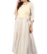 Janasya White printed cotton kurti