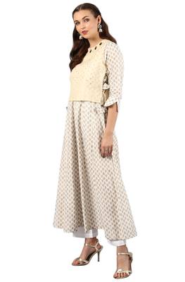 Janasya White printed cotton kurti 2