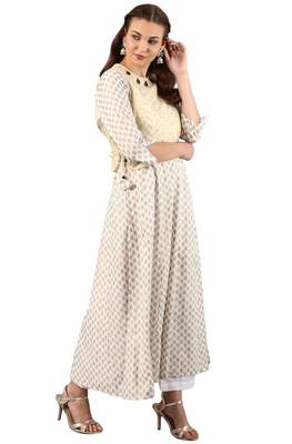 Janasya White printed cotton kurti 3