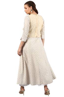 Janasya White printed cotton kurti 4