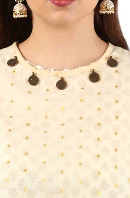 Janasya White printed cotton kurti 5