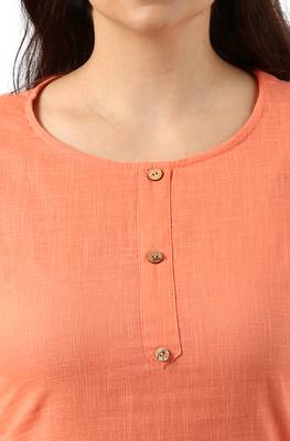 Janasya Peach printed cotton kurti 5