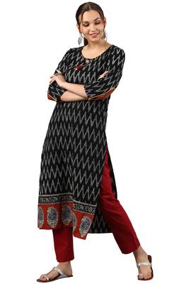 Black printed cotton kurti 1