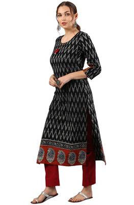 Black printed cotton kurti 2