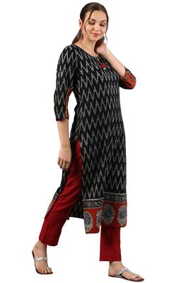 Black printed cotton kurti 3