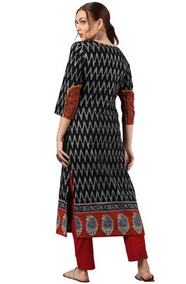 Black printed cotton kurti 4