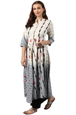 Janasya Cream printed cotton kurti 2