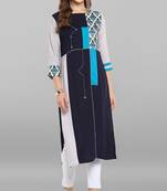 Janasya Blue printed rayon kurti