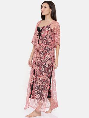 Peach Lace Gownset with Floral Slip 5