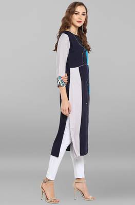 Janasya Blue printed rayon kurti 4