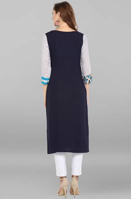 Janasya Blue printed rayon kurti 5