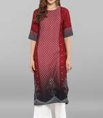 Janasya Maroon printed crepe kurti