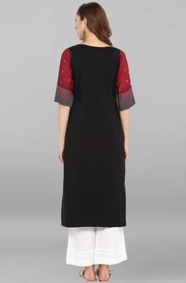 Janasya Maroon printed crepe kurti 5