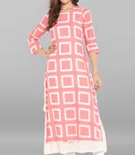Janasya Pink printed cotton kurti