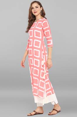 Janasya Pink printed cotton kurti 3