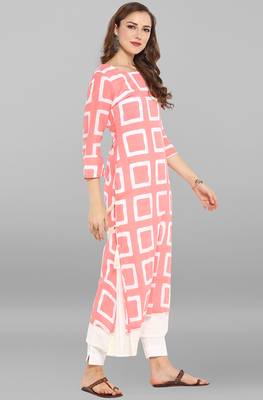 Janasya Pink printed cotton kurti 4