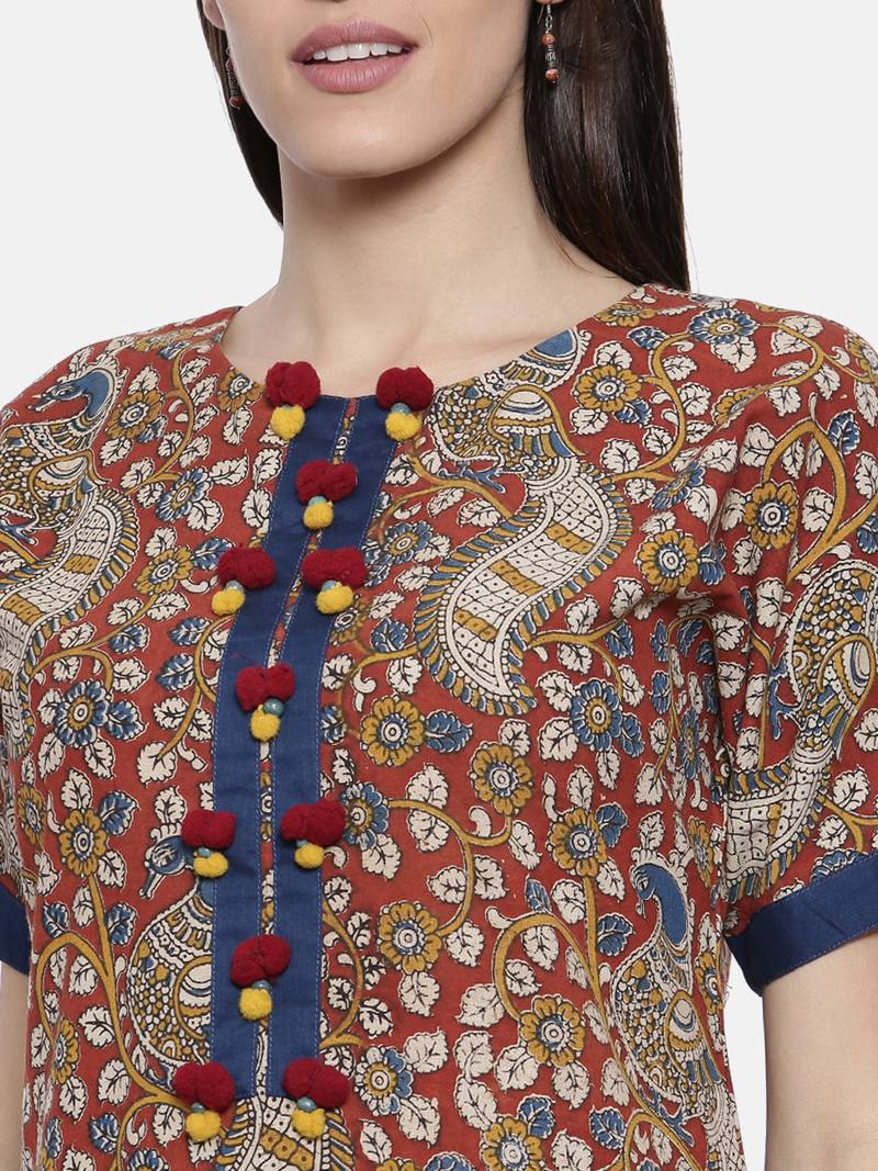 maroon printed cotton islamic-kaftans