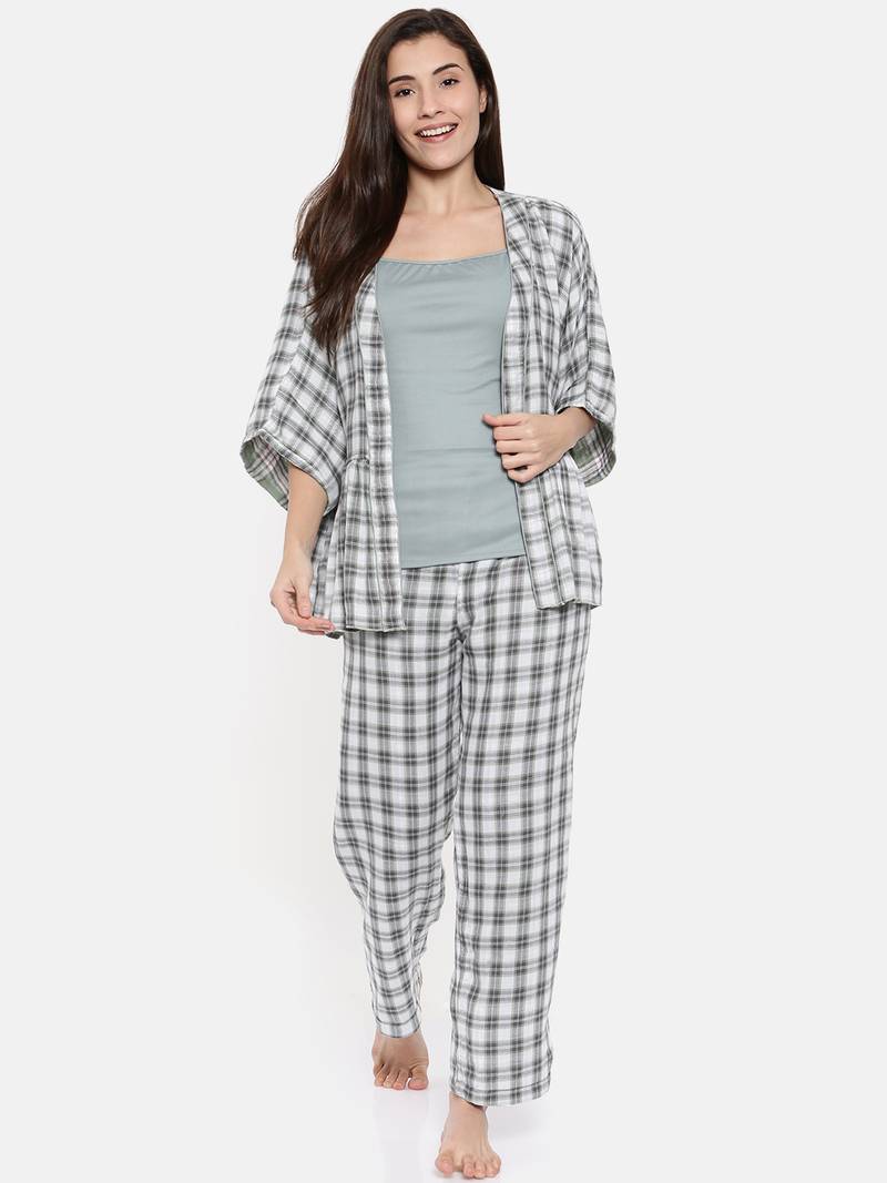 Reversible Plaids Lounge Set with Slip