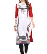 Janasya White printed crepe kurti
