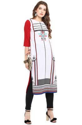 Janasya White printed crepe kurti 2