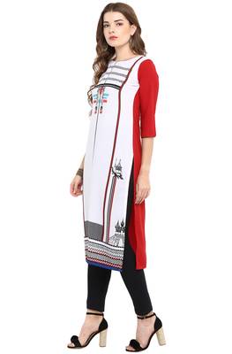Janasya White printed crepe kurti 3