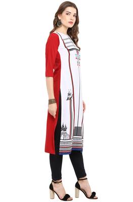 Janasya White printed crepe kurti 4