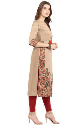 Beige printed silk kurti 5