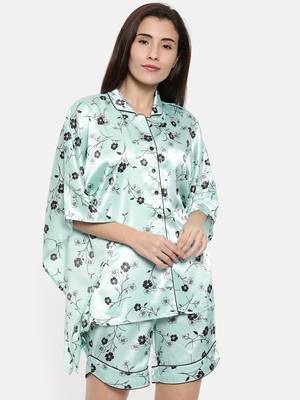 Powder Blue Floral Short Set 1