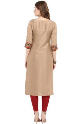 Beige printed silk kurti 6