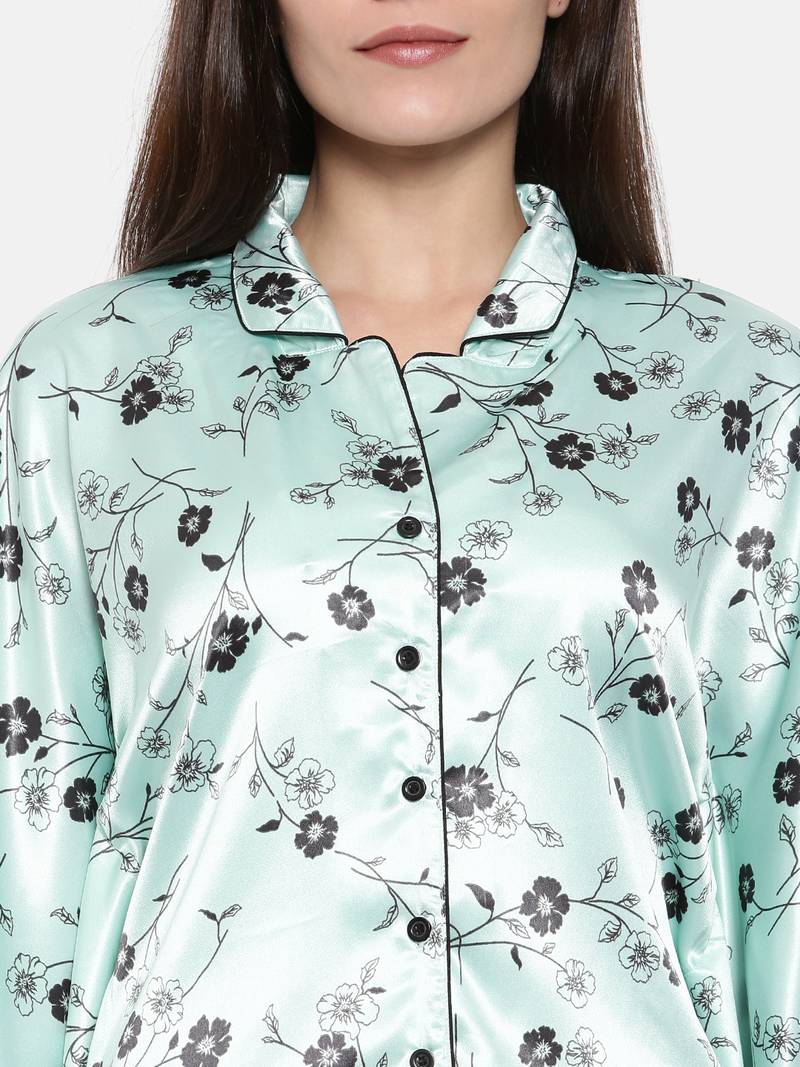 Powder Blue Floral Short Set