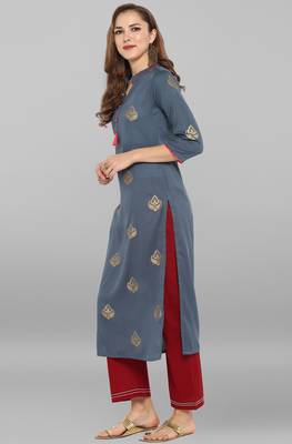 Janasya Grey printed silk kurti 3