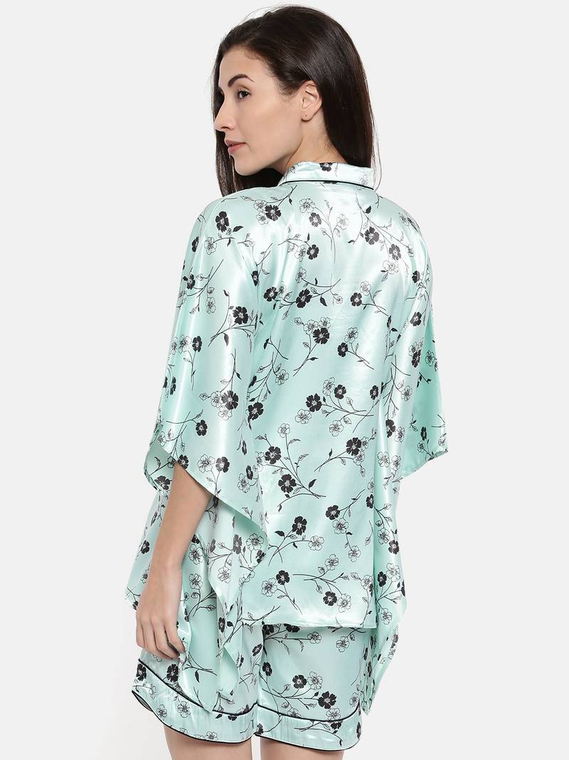 Powder Blue Floral Short Set