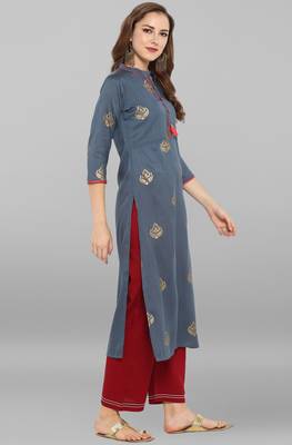Janasya Grey printed silk kurti 4