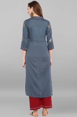 Janasya Grey printed silk kurti 5