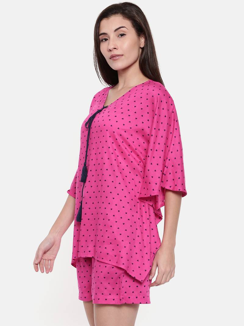 Little Hearts-Fuchsia short set