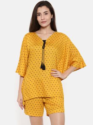 Little Hearts-Mustard short set 1