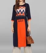 Janasya Blue printed rayon kurti