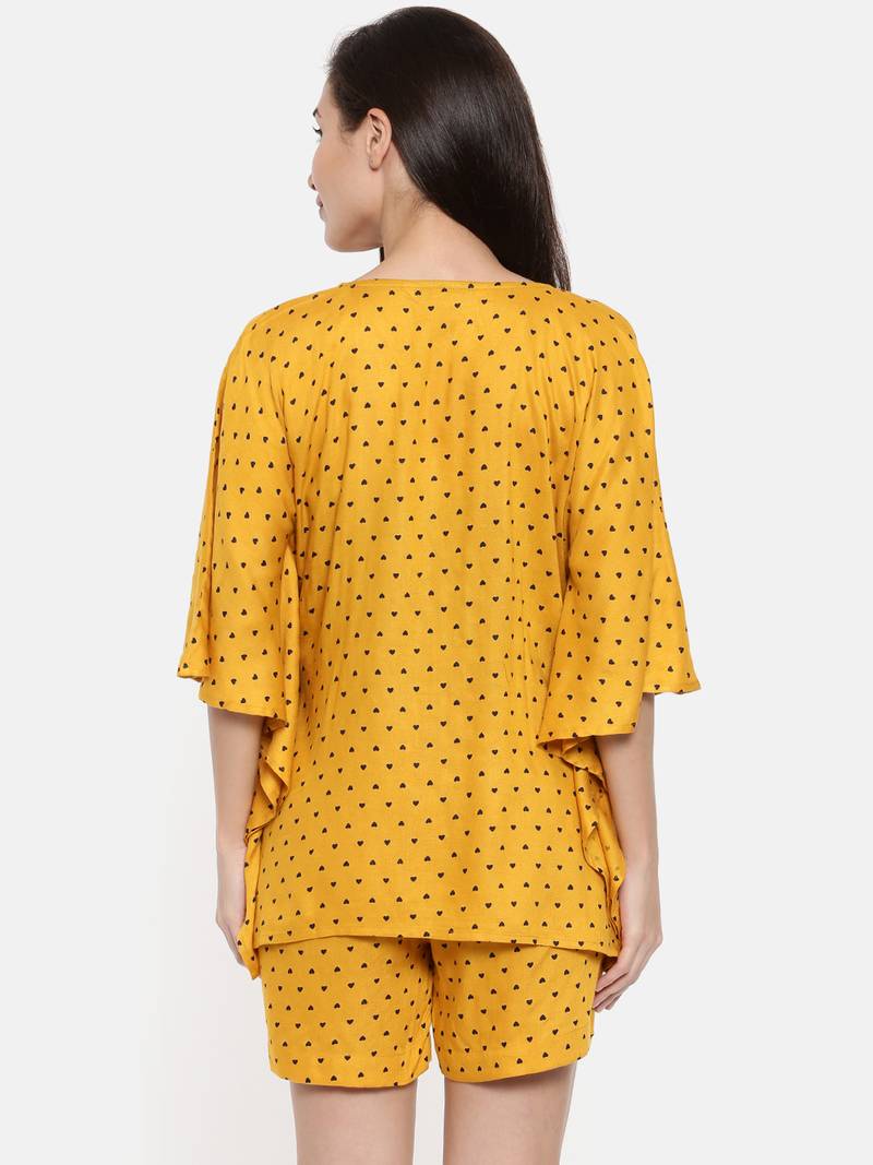 Little Hearts-Mustard short set