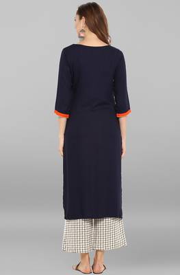 Janasya Blue printed rayon kurti 5