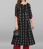 Janasya Black printed cotton kurti