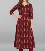 Maroon printed cotton kurti