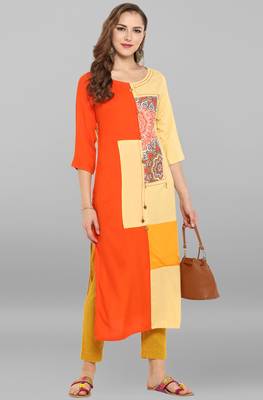 Janasya Multicolor printed rayon kurti 1