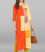 Janasya Multicolor printed rayon kurti