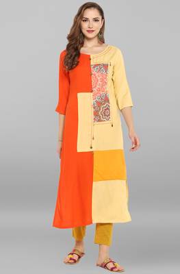 Janasya Multicolor printed rayon kurti 2